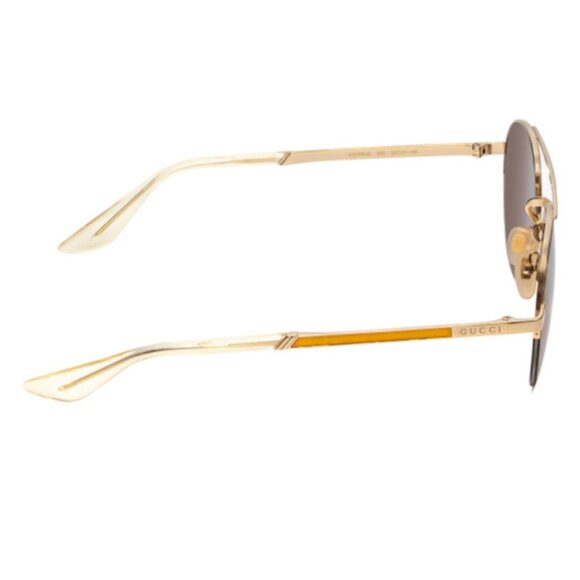 GUCCI GG0984S-002 Unisex Pilot Designer Sunglasses in Gold & Yellow/Brown 53mm - Picture 3 of 4